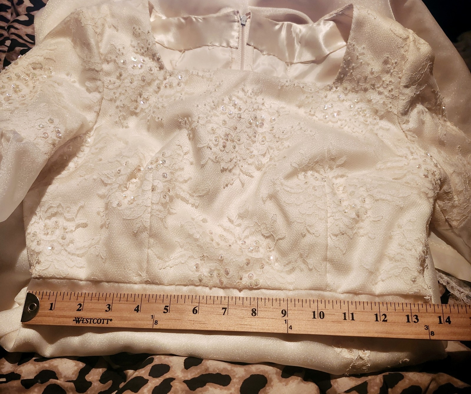 Vintage 70s Ivory Custom Hand Made Bridal Gown with Train