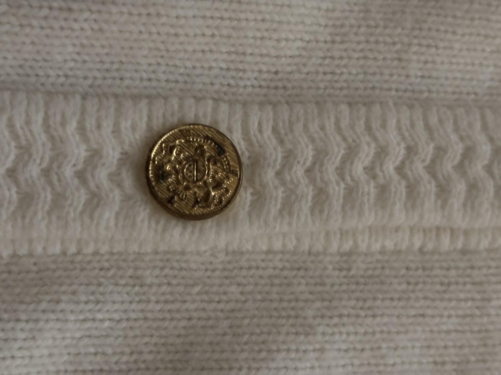 Liz Baker Essentials Vintage Ivory Cardigan Vintage Brass Buttons Cottage Core