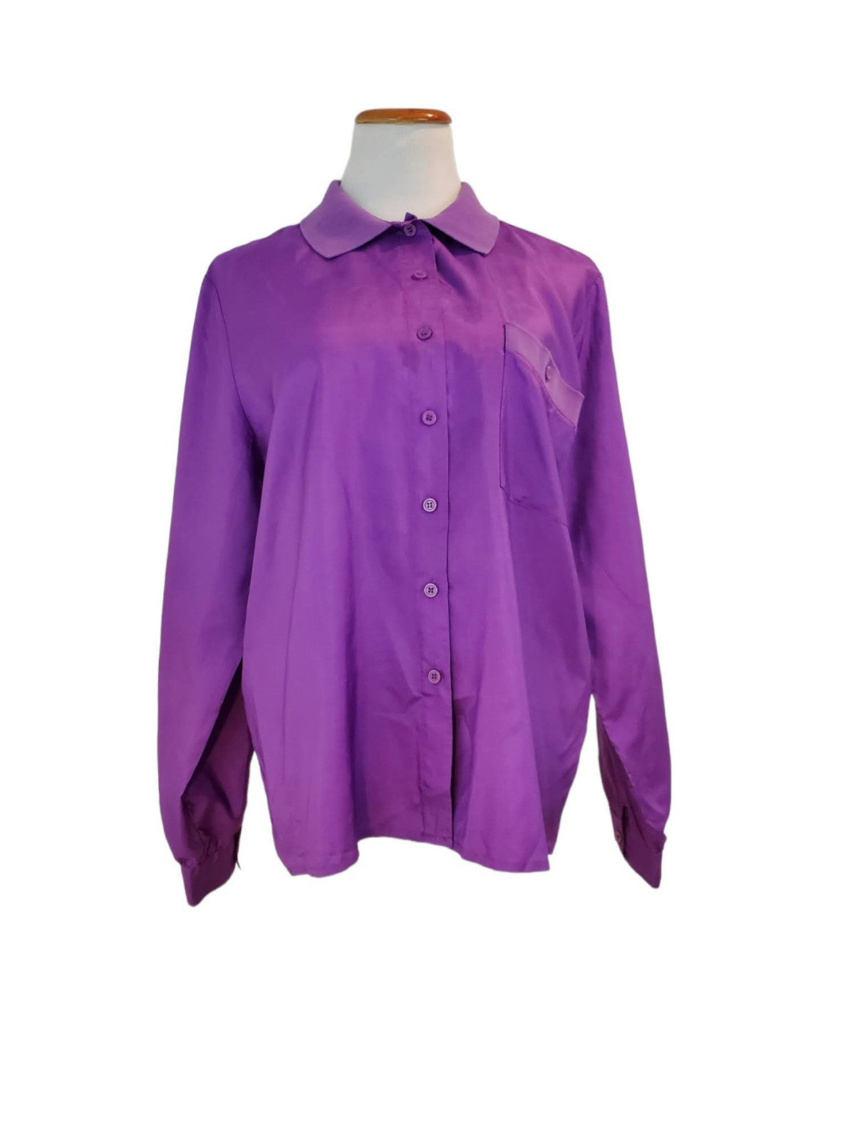 Ship N Shore Purple VTG 1980s Blouse Shirt Top 80s Secretary Geek Style Size 14