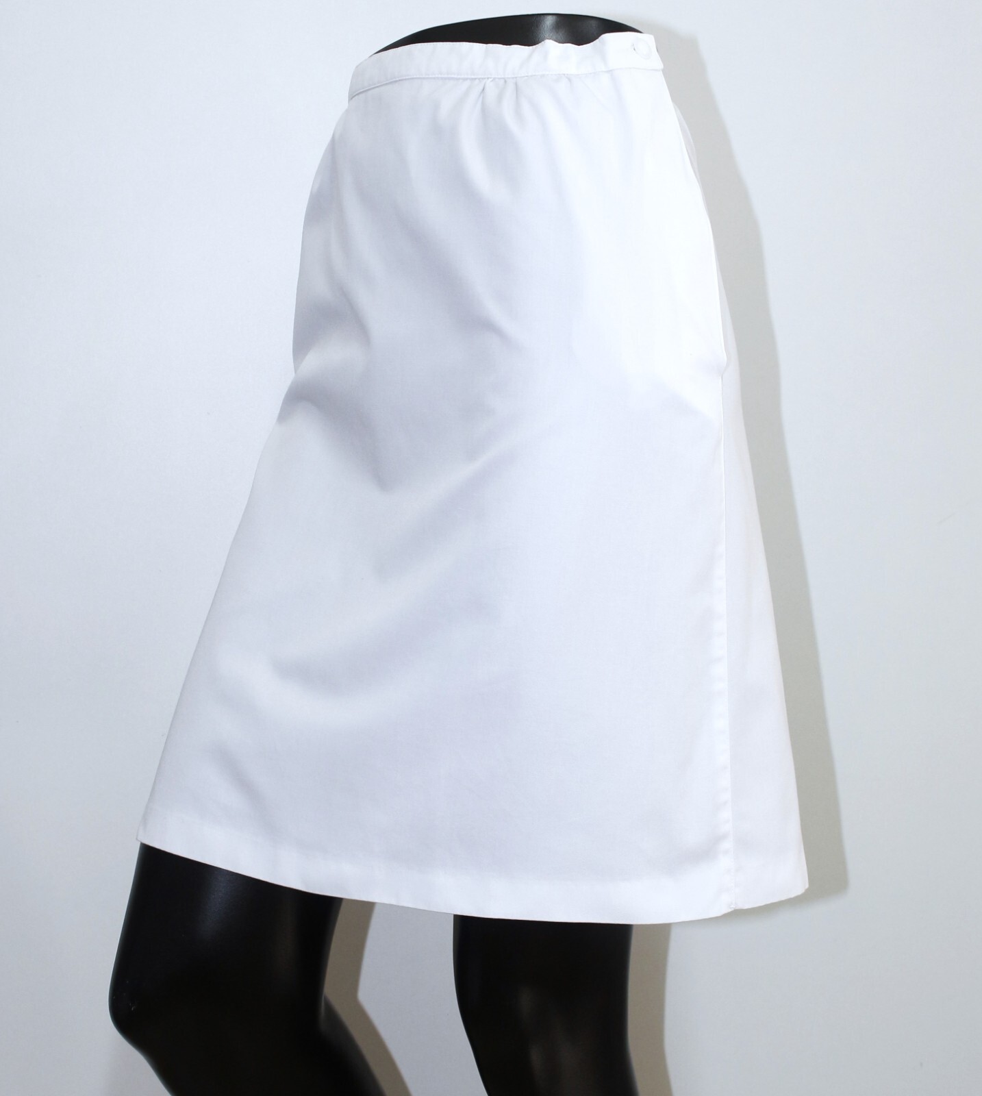 Vintage 1980s White Polycotton Trapeze Skirt COURREGES PARIS W26 Made in France
