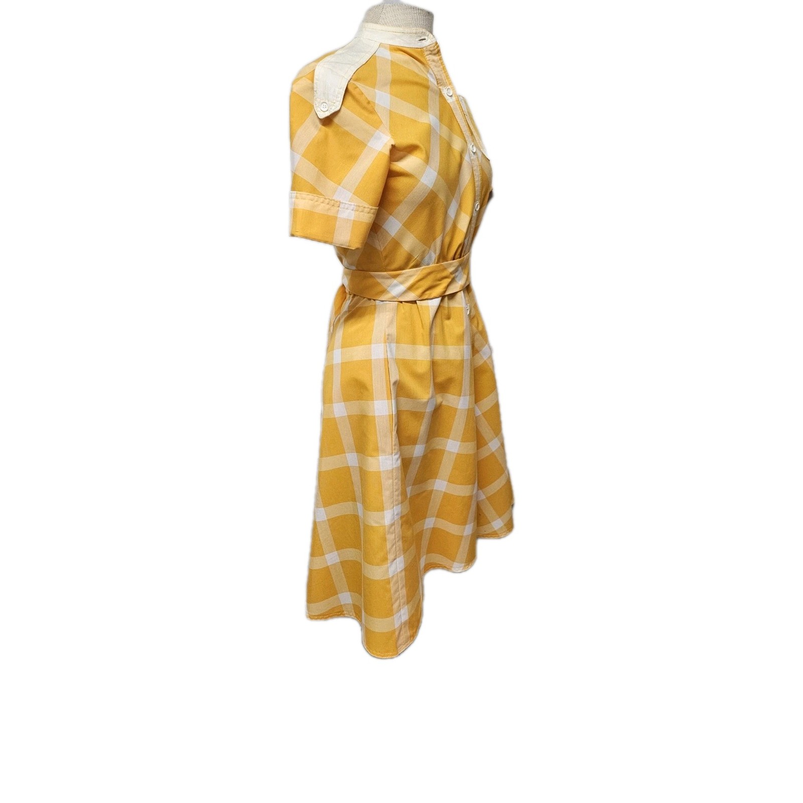 Vintage 1950’s Yellow Gingham Adorable Cotton Tea Dress By Montaldos Size 4