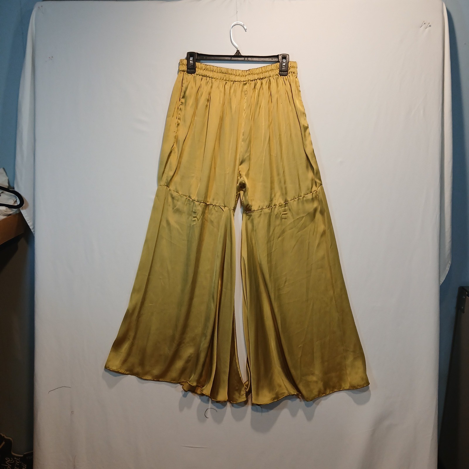 Chartreuse Satin Pants boho hippie kurta flare handmade fairy whimsygoth 70s