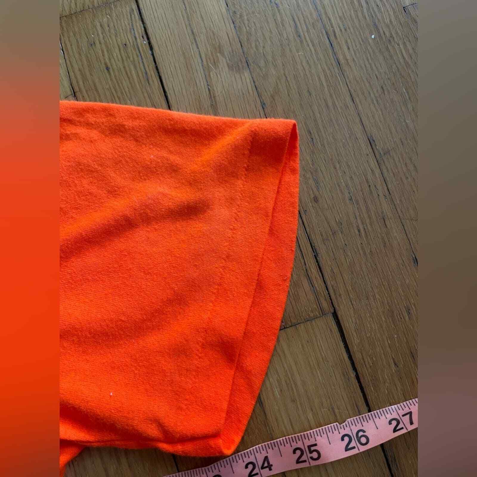 80s Vintage Bright Orange Single Stitch Cotton Poly Blend T Shirt – Sz Large