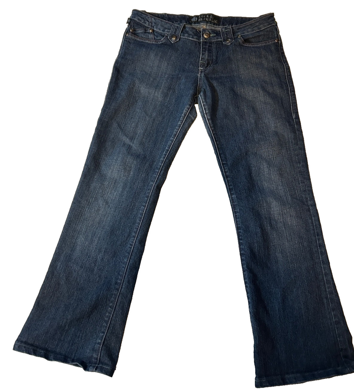 VINTAGE ROCK & Republic « Isaac » BOOT CUT JEANS Skull Orange blue s 31