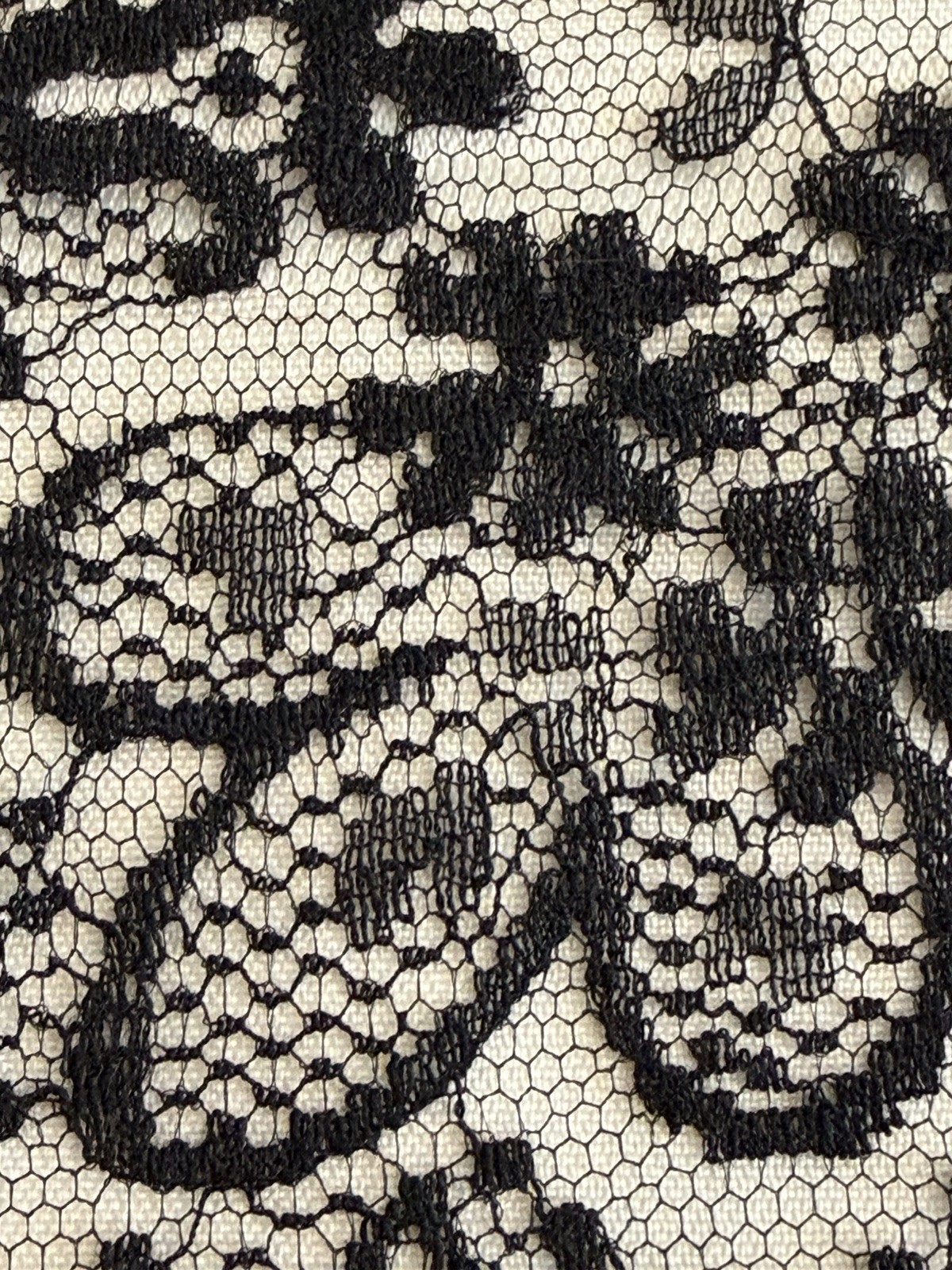 Early 1900s Black Embroidered Silk Chantilly Lace Scarf Table Runner Shawl 20×46