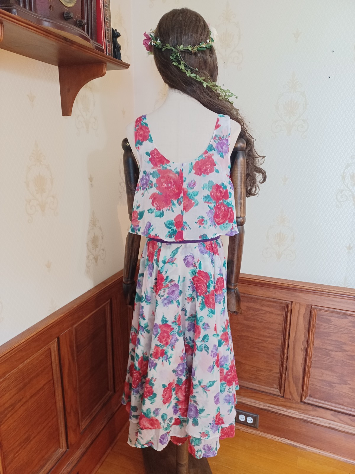 Vintage 1980s L. Rothschild Floral Print Tiered Cottagecore Prairie Tea Dress