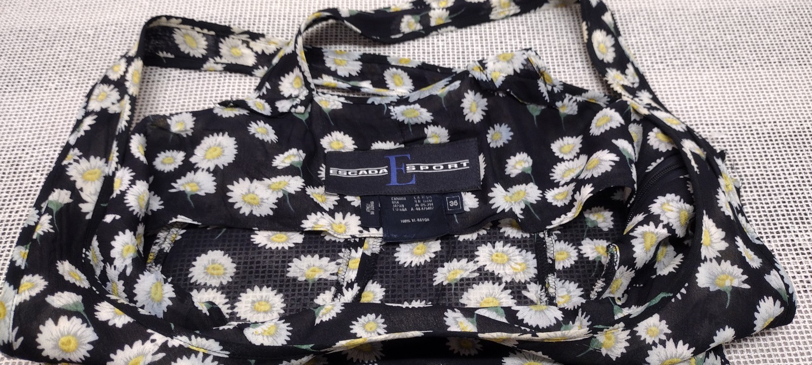 Escada Sport 1990s Daisies Sheer Sundress Grunge Cross Backless ITALY 36 Medium