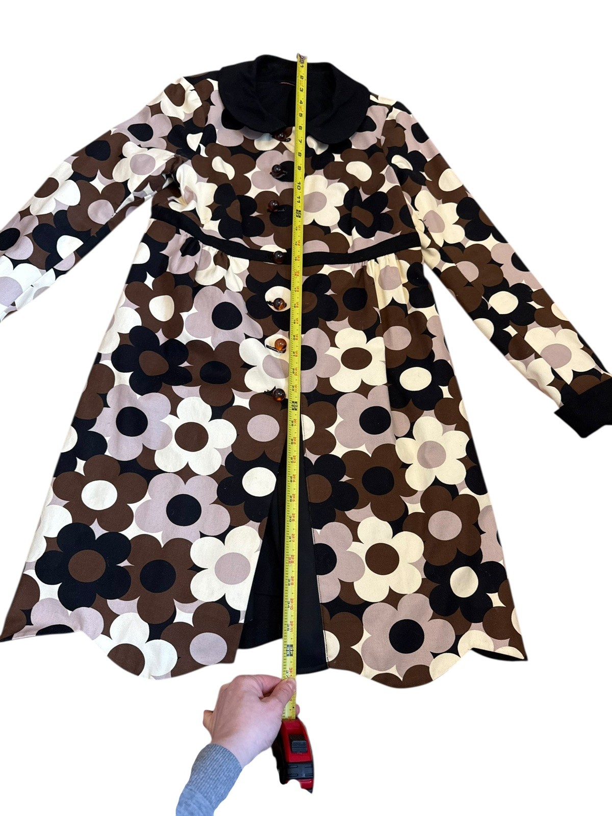 Vintage 60s Style Retro Floral Button-Up Coat Dress Women&rsquo;s