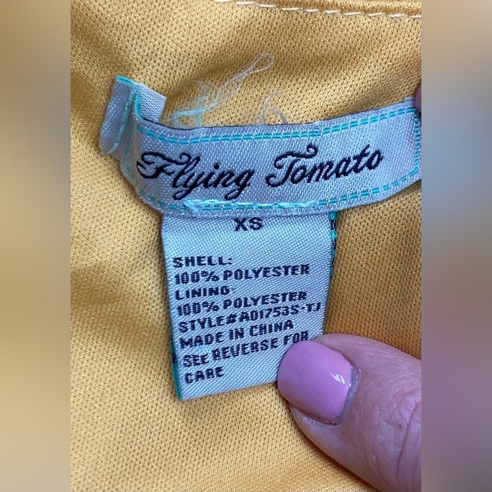 Flying Tomato Mustard Yellow Mini Dress XS Boho Long Sleeve Tiered Hem Belted