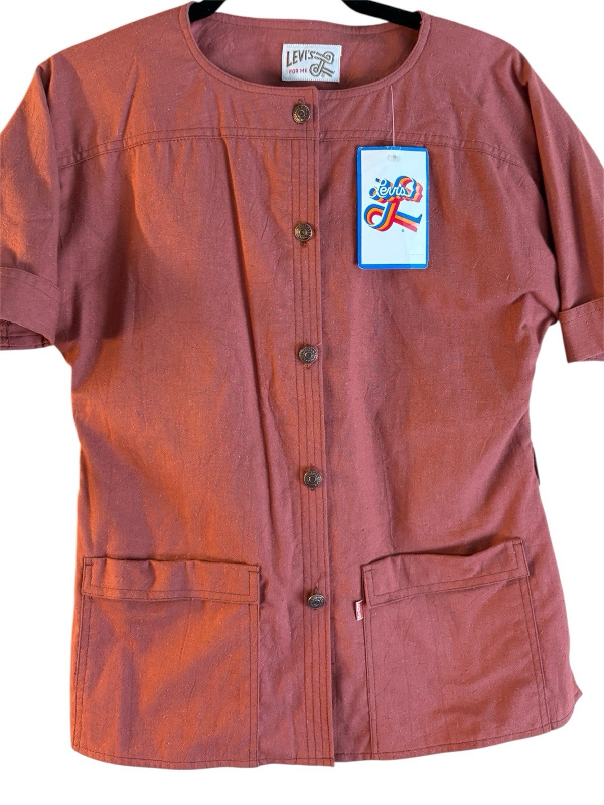 VTG 60/70s Levi’s Big E Women’s Button Up Rust Colored Blouse NWT Sz S Boho