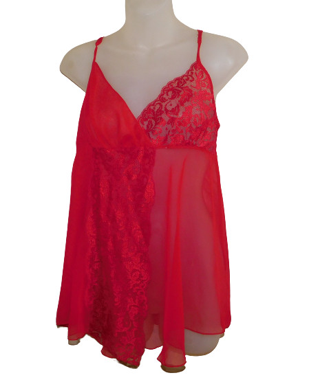 Vintage VICTORIA&rsquo;S SECRET Lacy Baby Doll Negligee Red S, Top only, Gold Label
