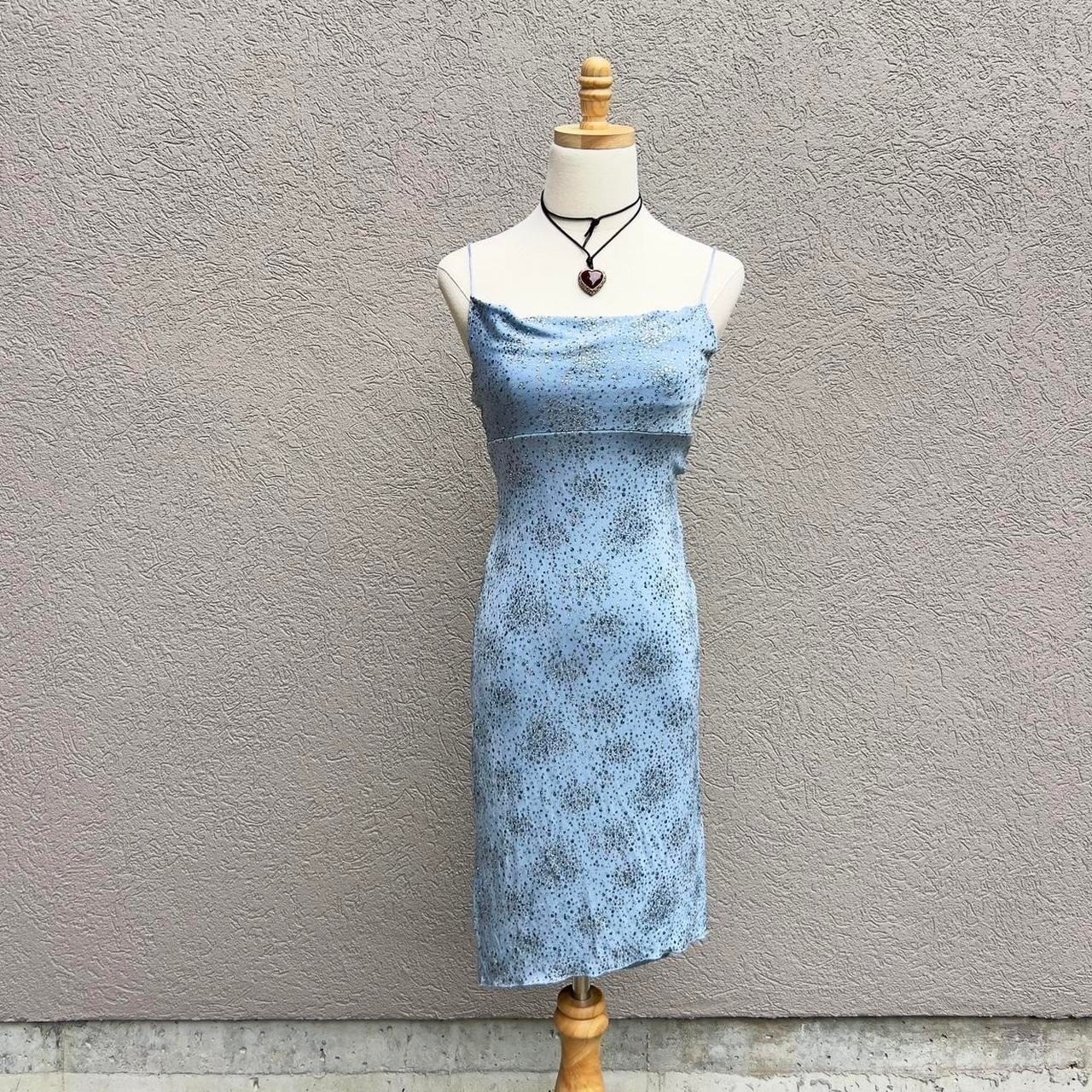Vintage Y2K Wet Seal Blue Sparkly Dress Size Small Fairy Glam Party