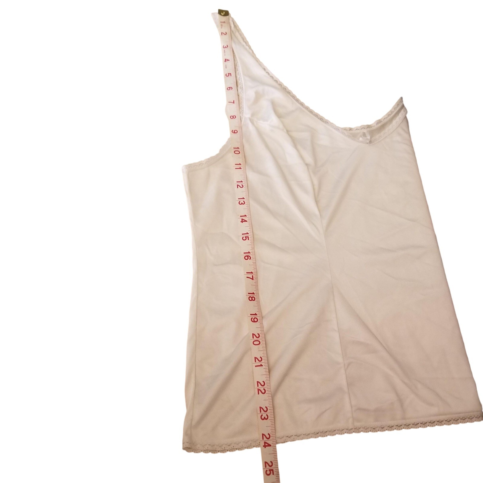 Vanity Fair Vintage White Lace Trim Nylon Camisole Top Sz 40 Made in USA Bridal