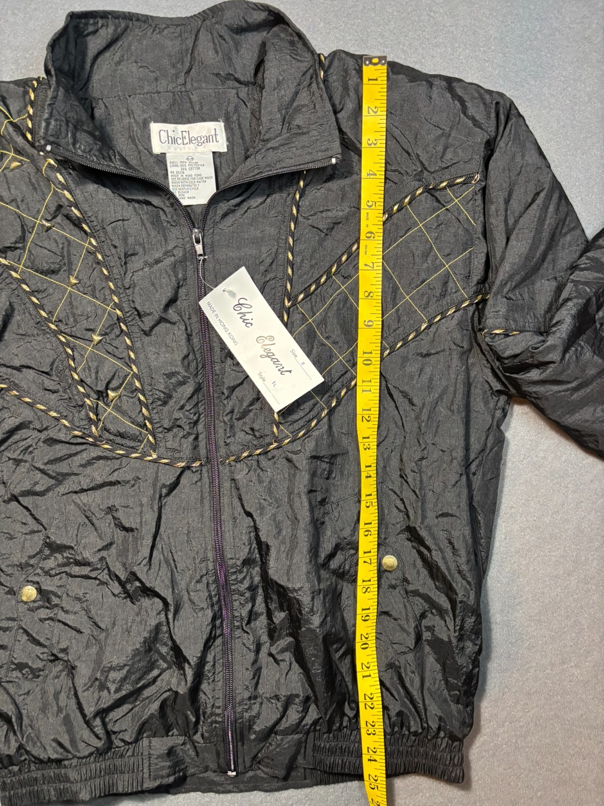 Vintage Womens Chic Elegant Black and Gold 80s Track Suit Size Medium NWT