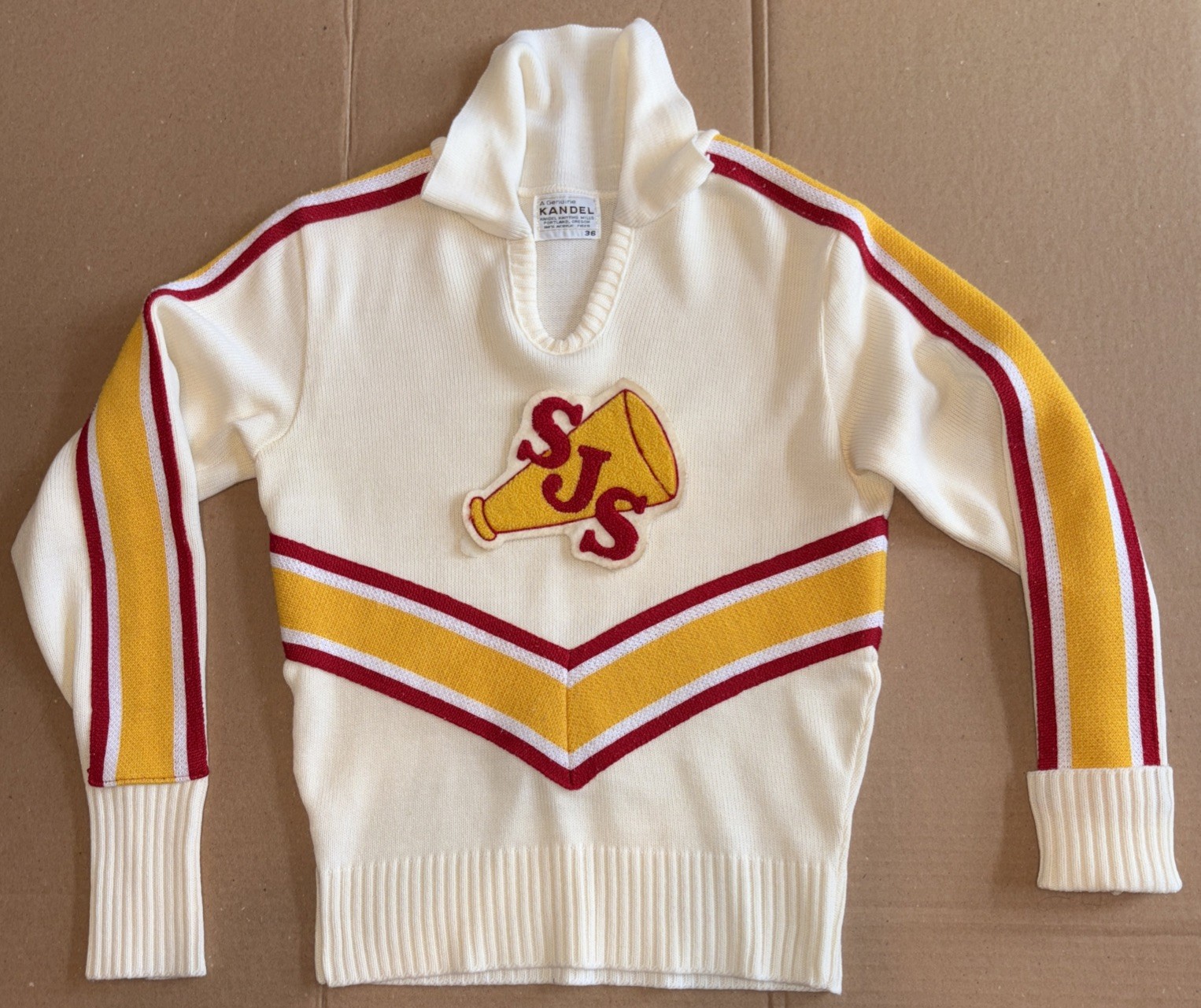 Vintage Kandel Mills SJS Varsity Cheerleading Sweater Size 36 Costume