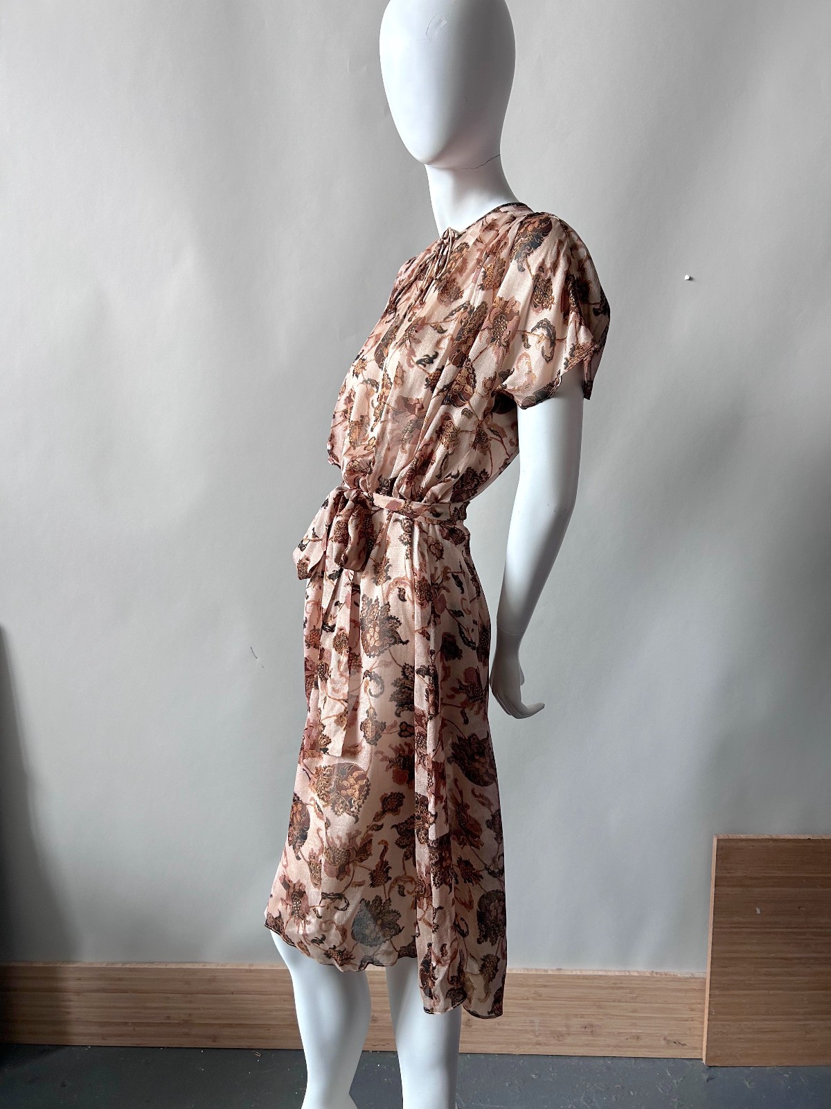 Vintage Judith Ann for Heiser-Egan Vintage Sheer India Silk Dress sz S M 1970s