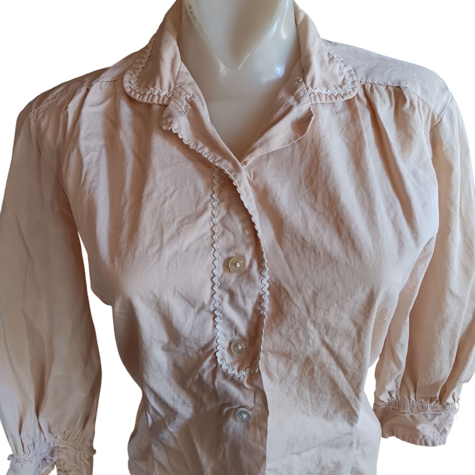 Vintage Women&rsquo;s Blouse Large 1950&rsquo;s Fritzi Calfirnia Darter Rik Rak Rockabilly