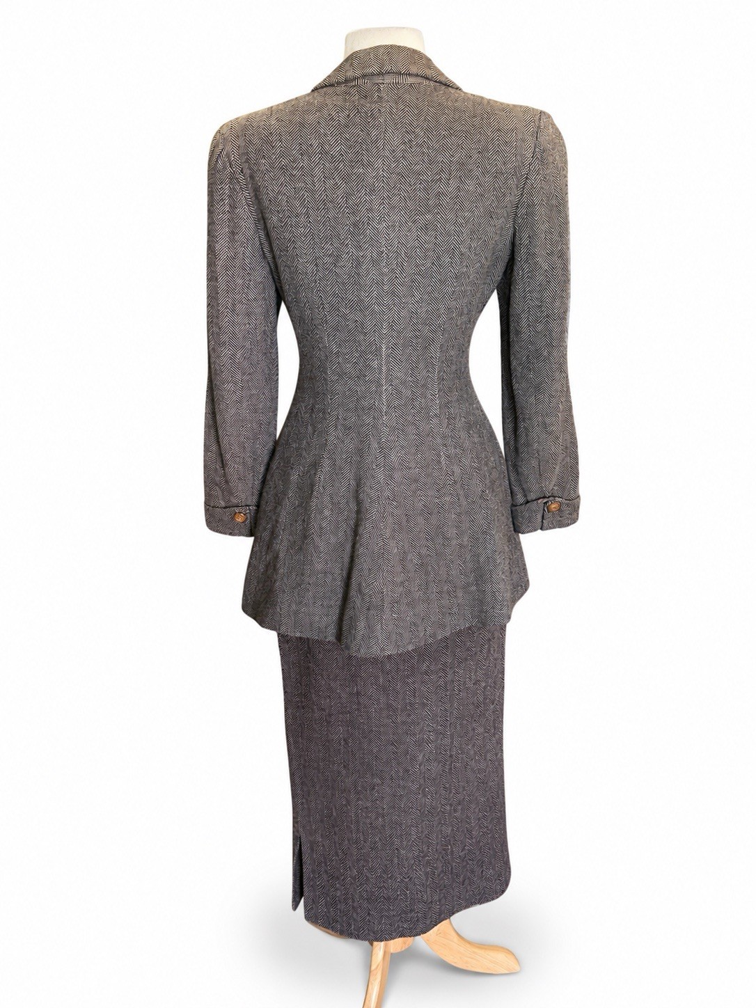 Vintage 1930s Womens Herringbone Wool Dress Suit Warner Bros “Down The Stretch”