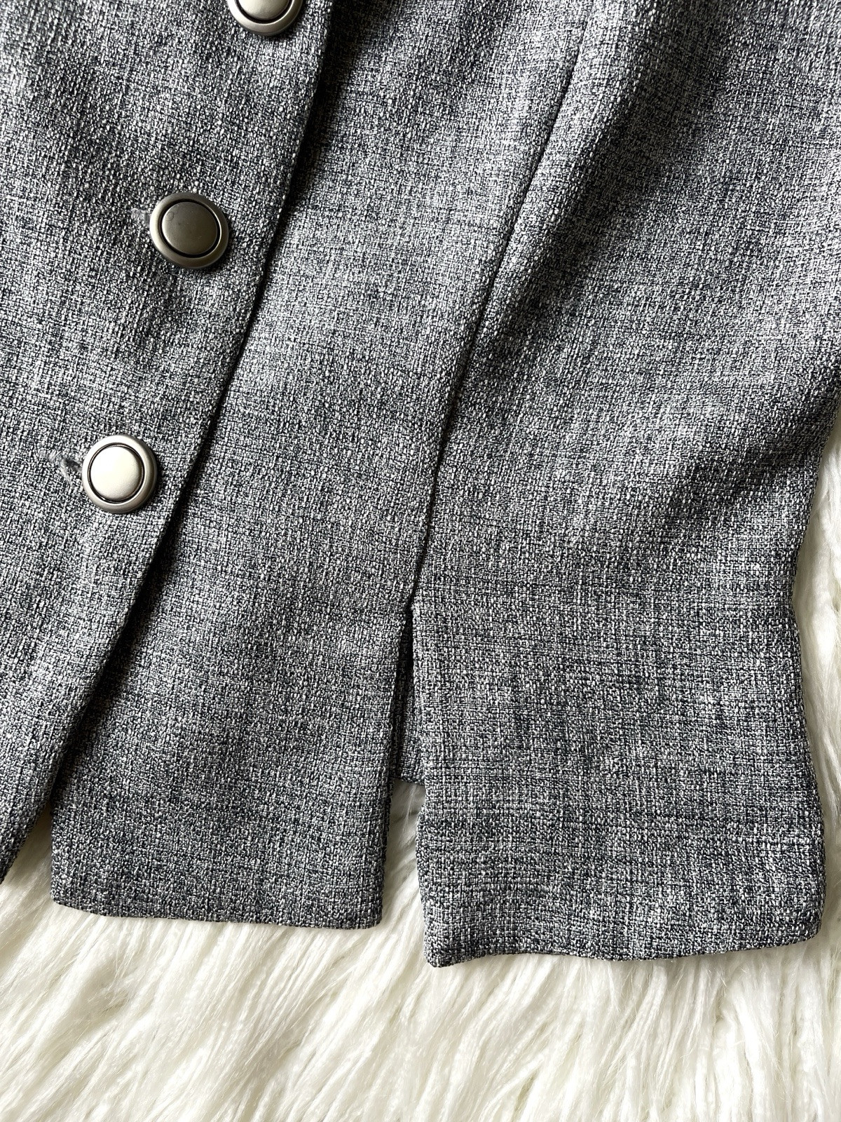 Vtg 90s Gray Tweed Mini Skirt Jacket Set Breakin Loose 7/8