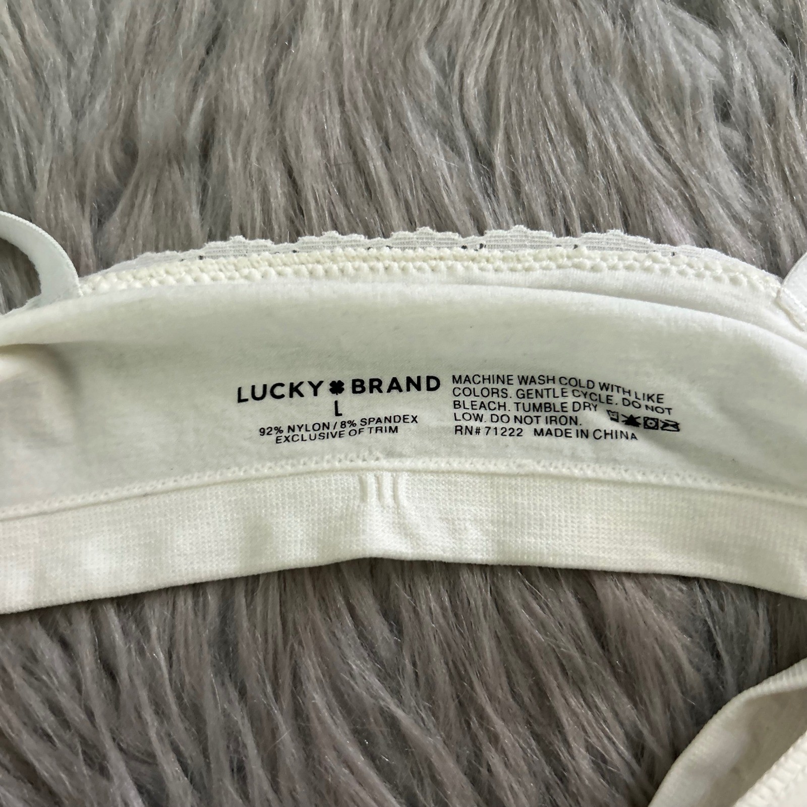Lucky Brand Wireless Lightly Lined Bra Womens Size Large White Wirefree Bralete