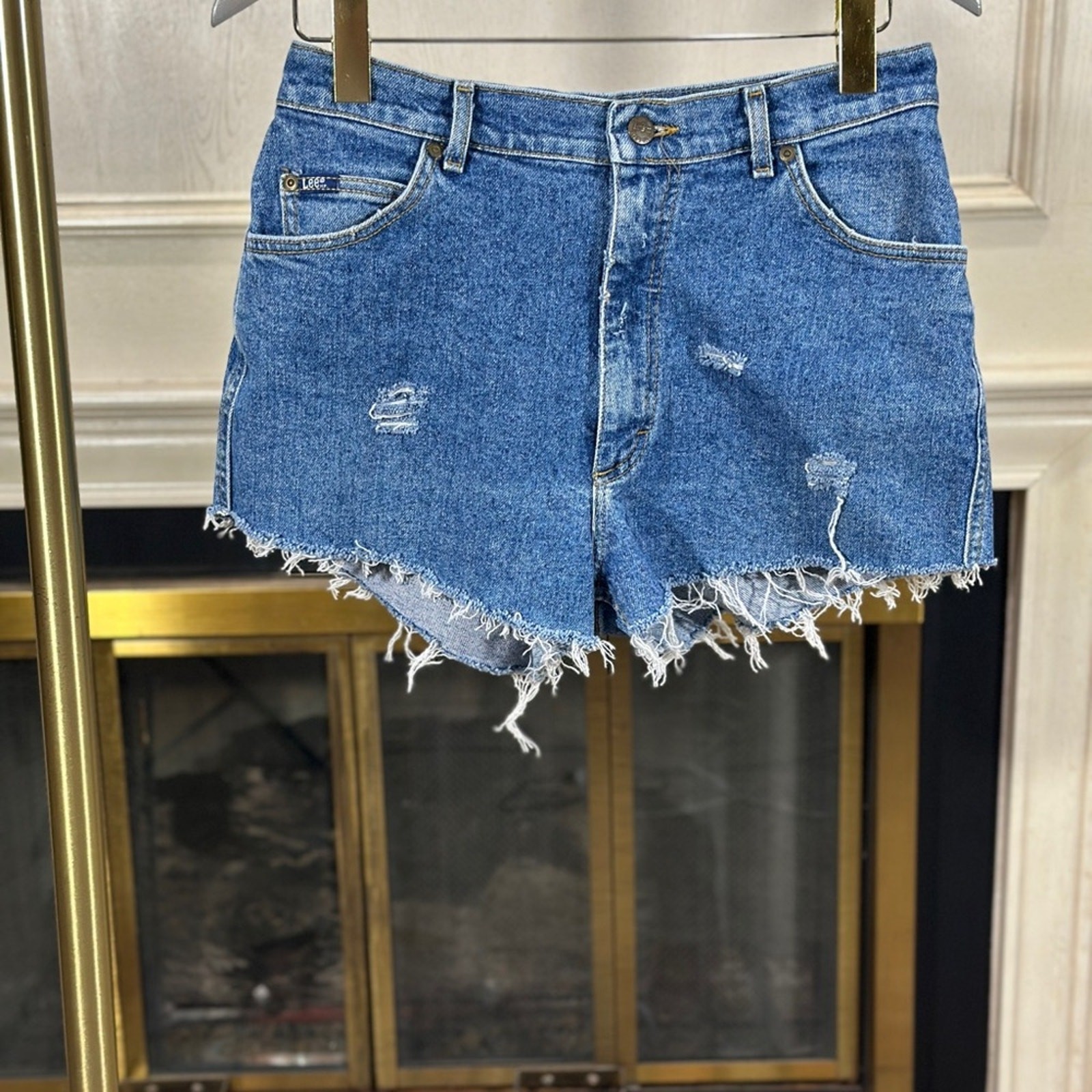 Lee High Rise Cutoff Shorts 14 | Distressed Vintage Denim | 29.5” Waist