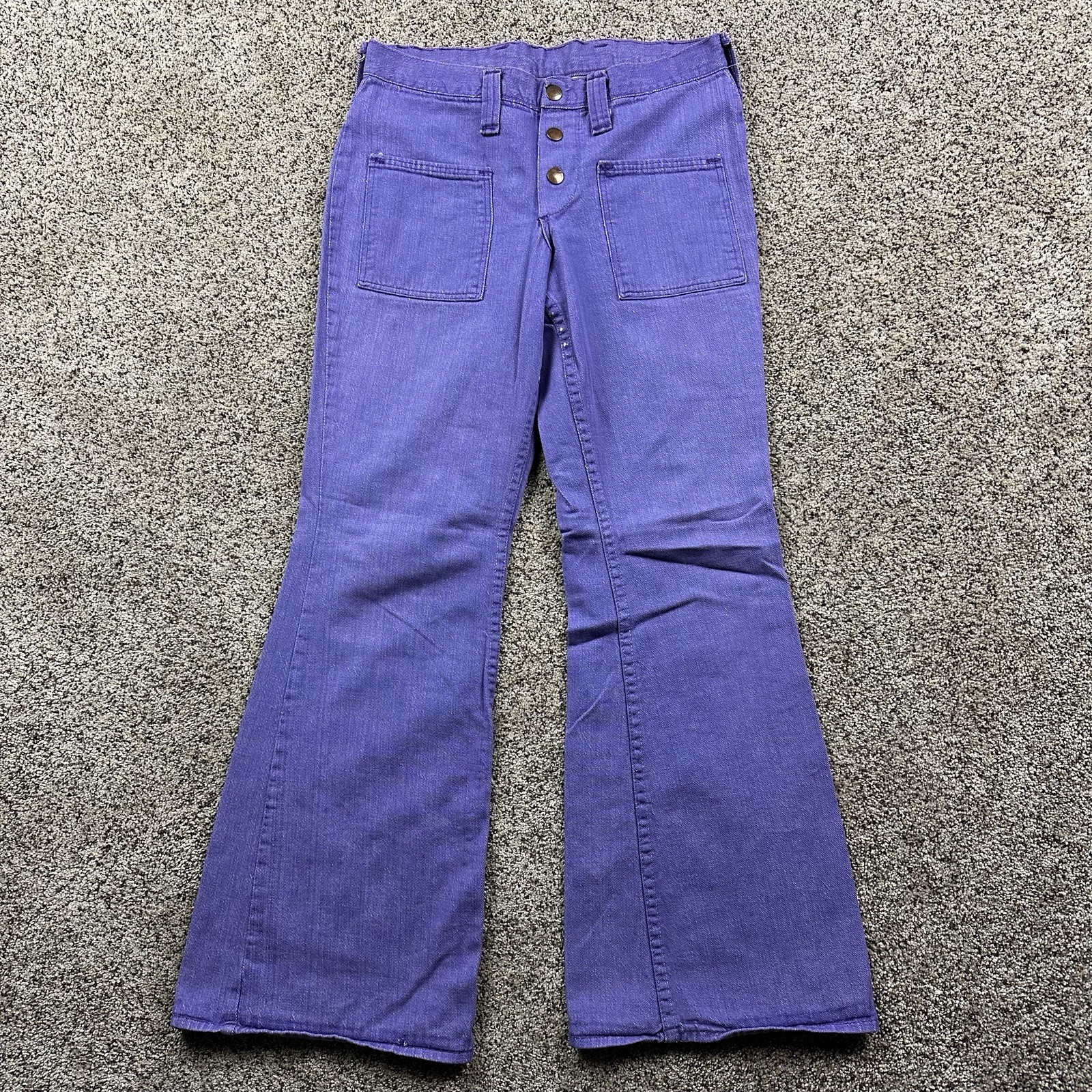 VTG 60’s-70&rsquo;s Wrangler Purple Bell Bottom Flare Leg Size 11-12 USA Bare Back