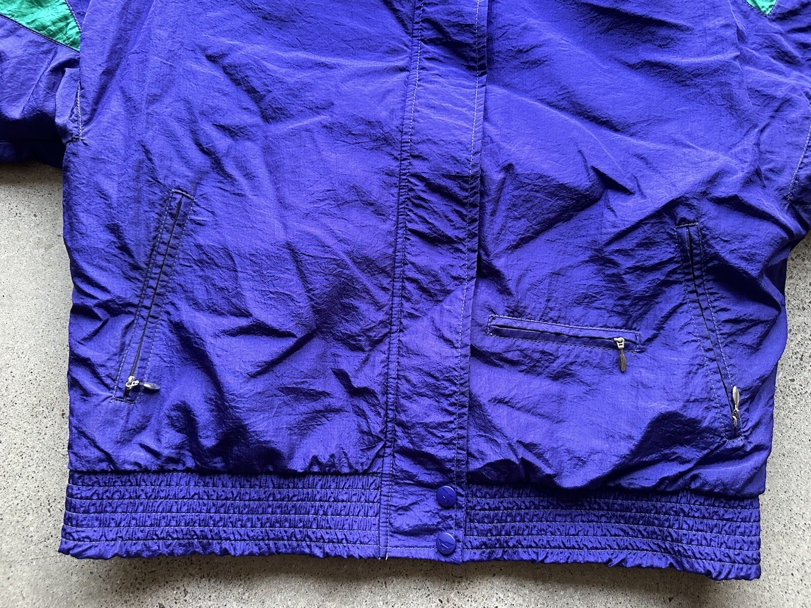 Vintage Serac Thinsulate Lined Neon Purple Color Block Nylon Ski Jacket Size 8
