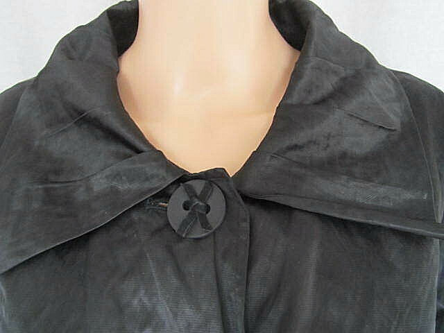 V Cristina Jacket Large Black 3/4 Sleeves Vintage Polyester & Cotton