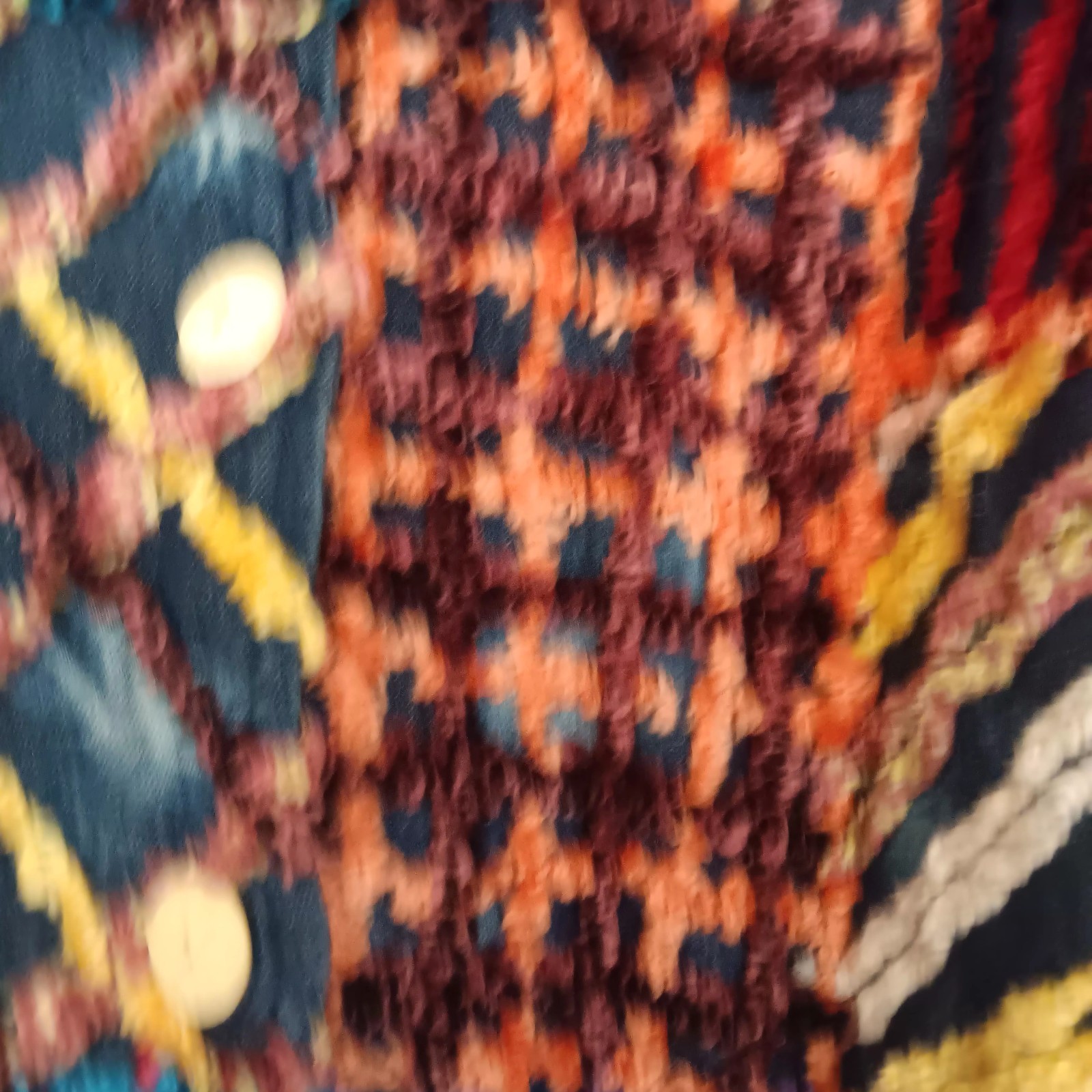 Vintage Chenille Patchwork Boho Jacket Women’s SZ S Art To Wear Sandy Starkman