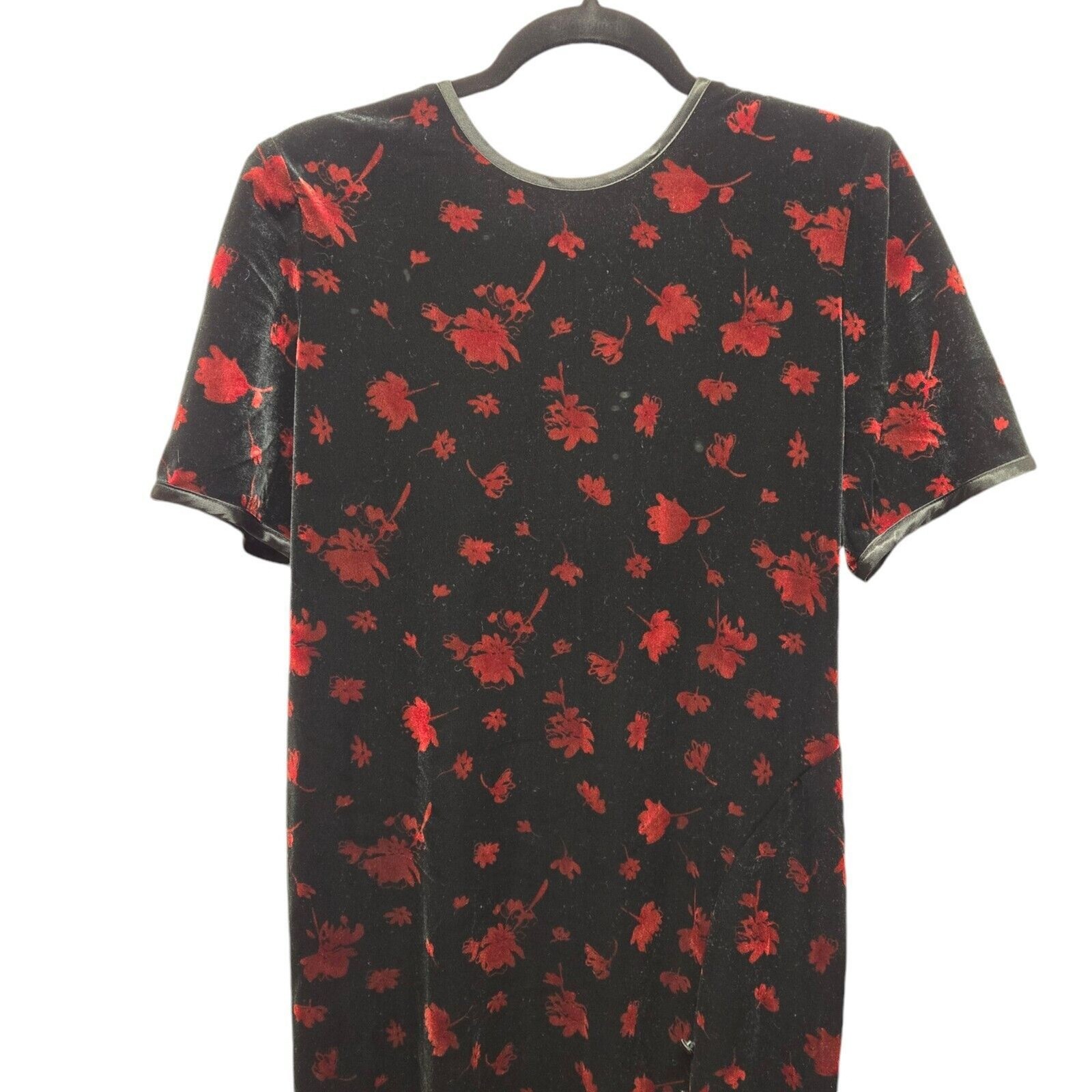Another Thyme Dress size 14 Maxi Modest Red Velvet Floral Vintage fairygoth