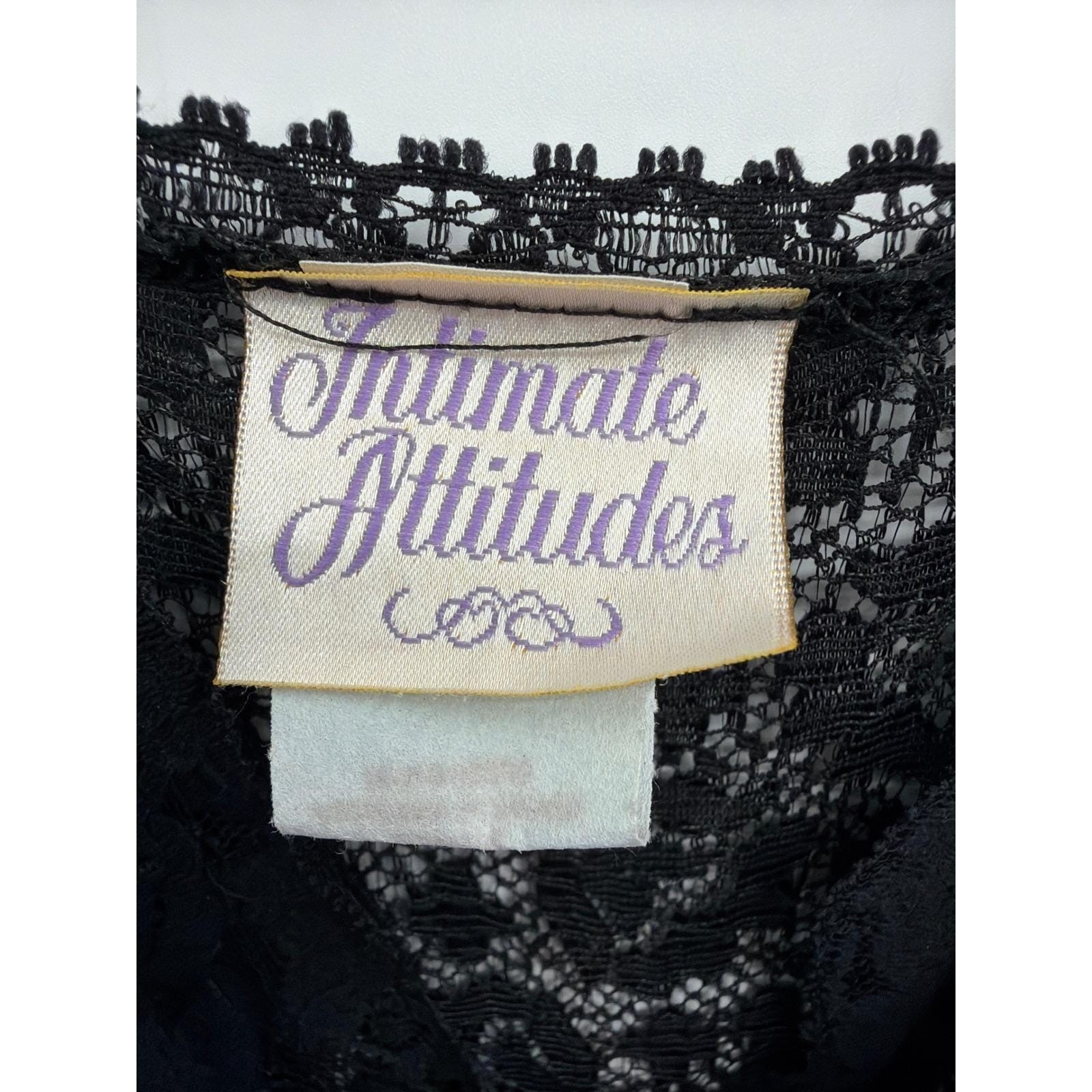 Intimate Attitudes Black Lace Maxi Nightgown Vintage 1X Whimsigoth Dark Fairy