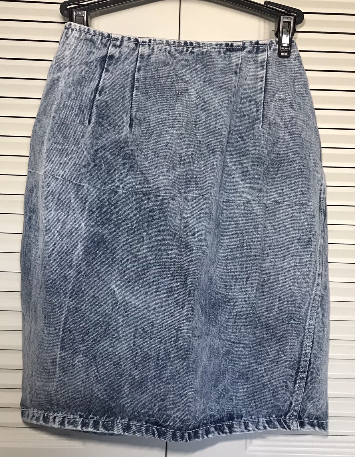 VTG 80’s Denim Skirt Size 5 Short Above The Knee Pencil Made In USA Acid Wash