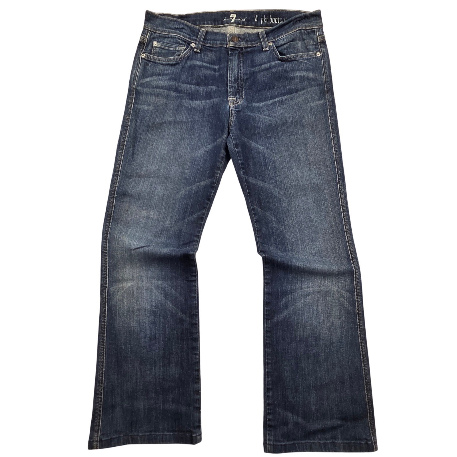 7 For All Mankind A Pocket Bootcut Jeans Dark Wash Blue Denim Womens 32×28.5 Y2K