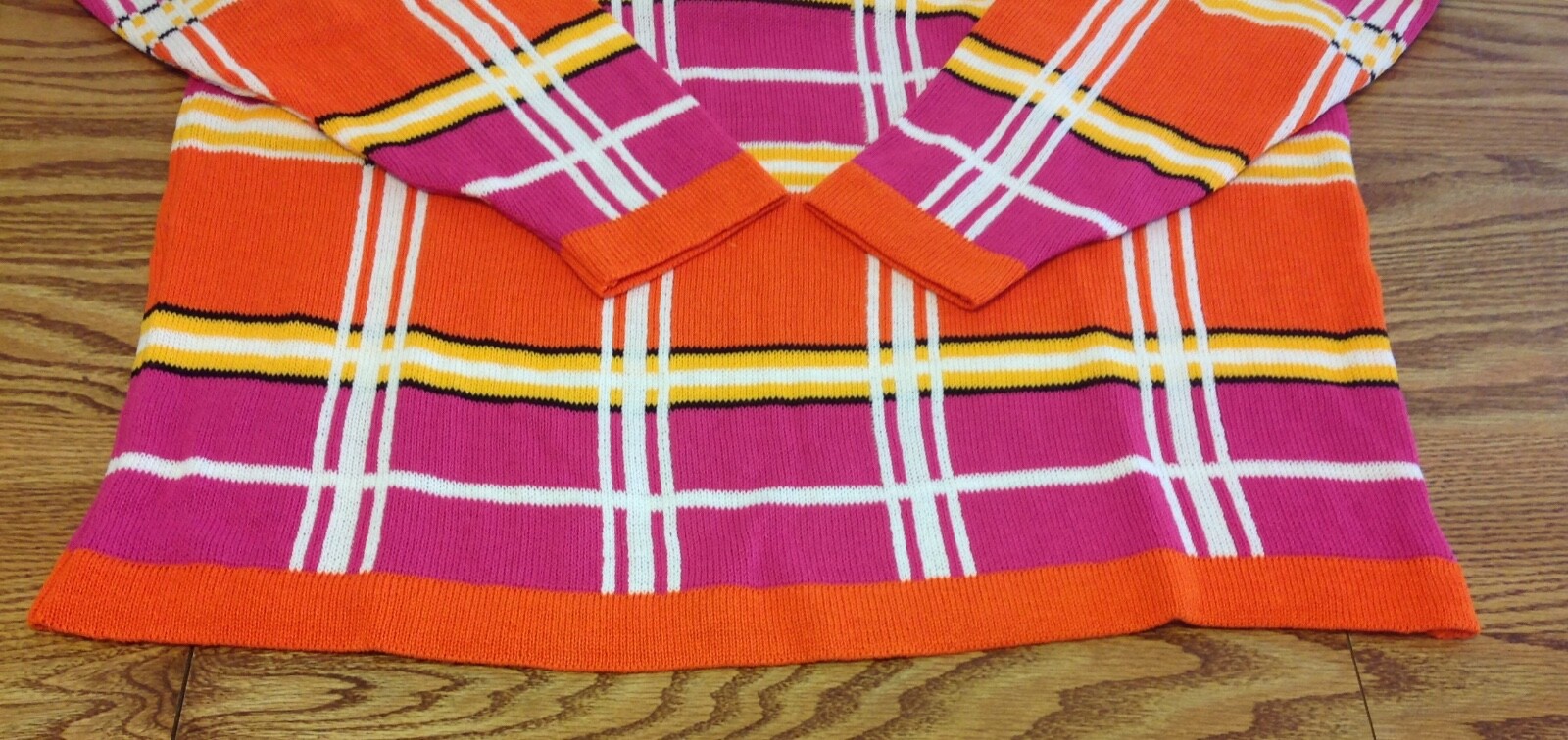 Fashion Formulas VTG Oversized V-Neck Pullover Sweater Multicolor Plaid Large
