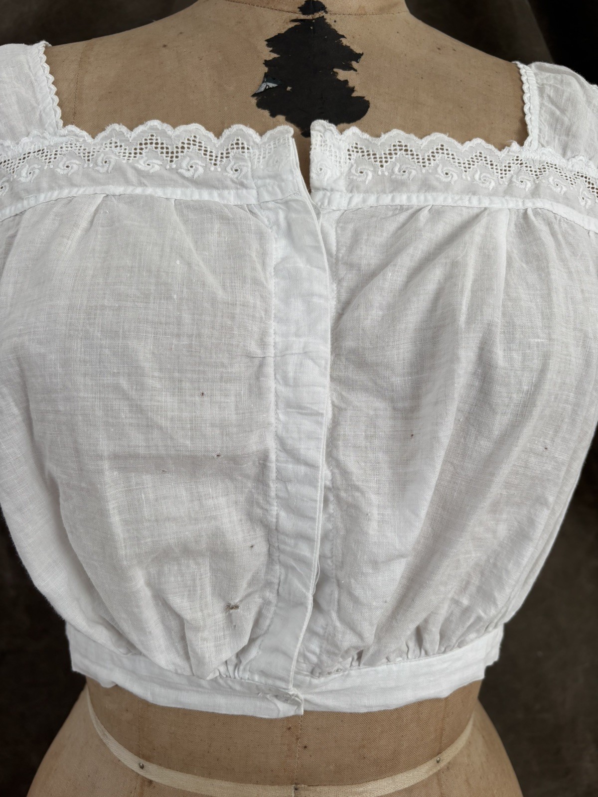 Antique Edwardian Linen Under Bodice Corset Top 1900s 1910s