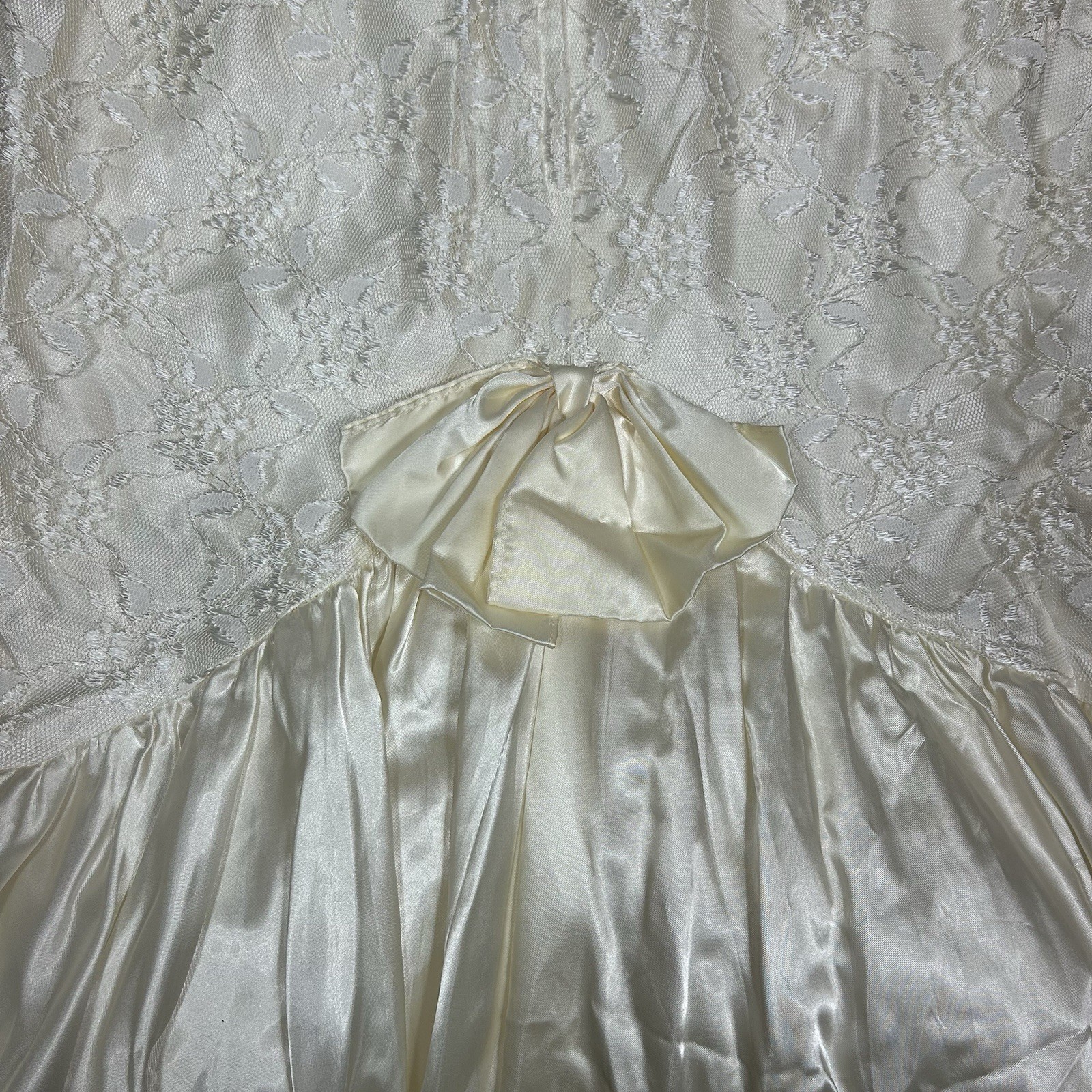 Vtg 80s Alfred Angelo Flirtations Ivory Sequins Mermaid Lace Dress Strapless M ?