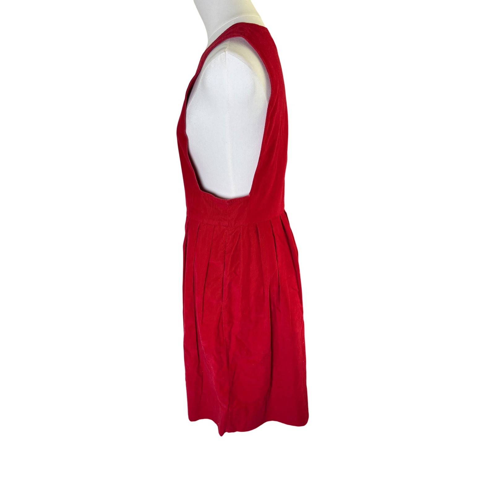 Twee Pinafore Button Front Red Fit Flare Sundress RetroBR Connolly Women 4P