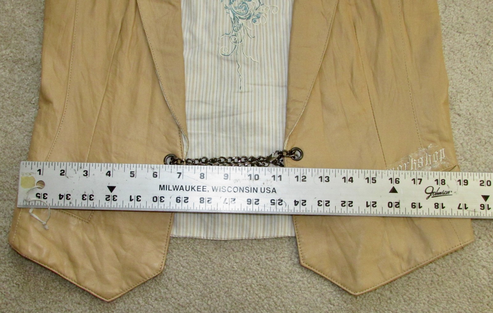 VTG Y2K Johnny Was 3 J Workshop Leather Embroidered tie back Vest M VERY RARE