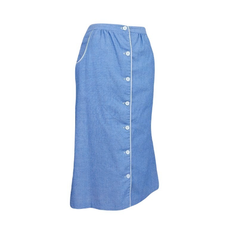 VTG RRRRuss Russ Togs Lightweight Cotton Blend Blue Blazer Skirt 2 Piece Set S