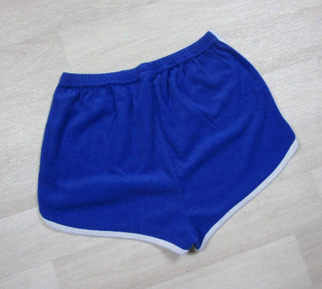 Vintage 70s Terrycloth Hot Pants Shorts Roller Disco Womens (L) Blue Athletic