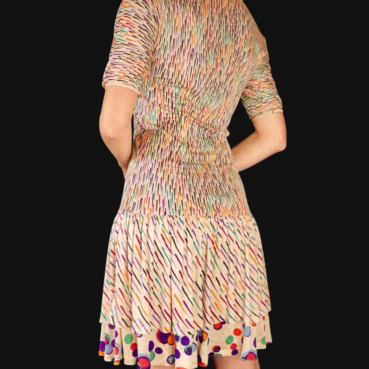 Vintage 70s Missoni multicoloured silk printed drop waist midi dress S M