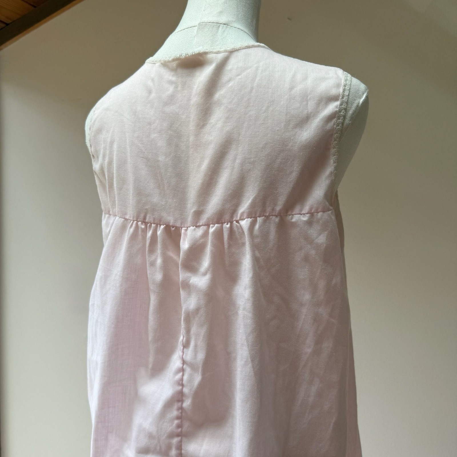 Vintage Montgomery Ward Pink Floral Embroidered Sleeveless Nightgown