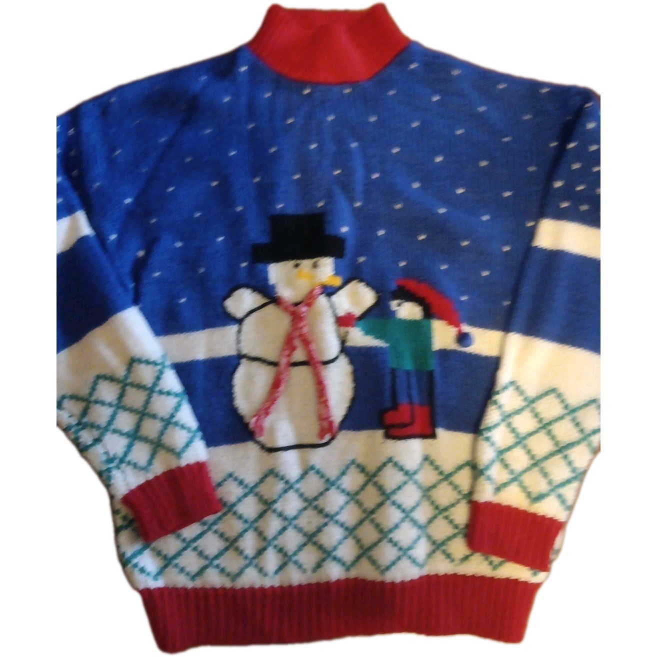 Vintage Amanda Smith Snowman Winter Pullover Sweater Womens Large 80’s 90’s