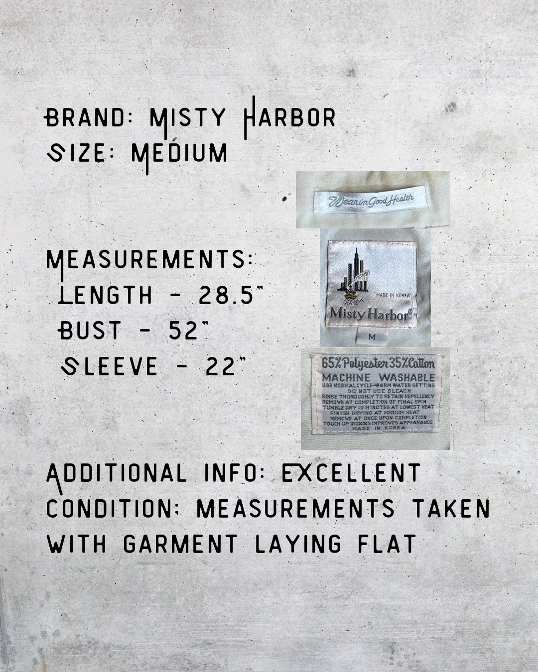 Vintage Misty Harbor Oversized Utility Coat Medium Neutral 80s 90s Lightweight