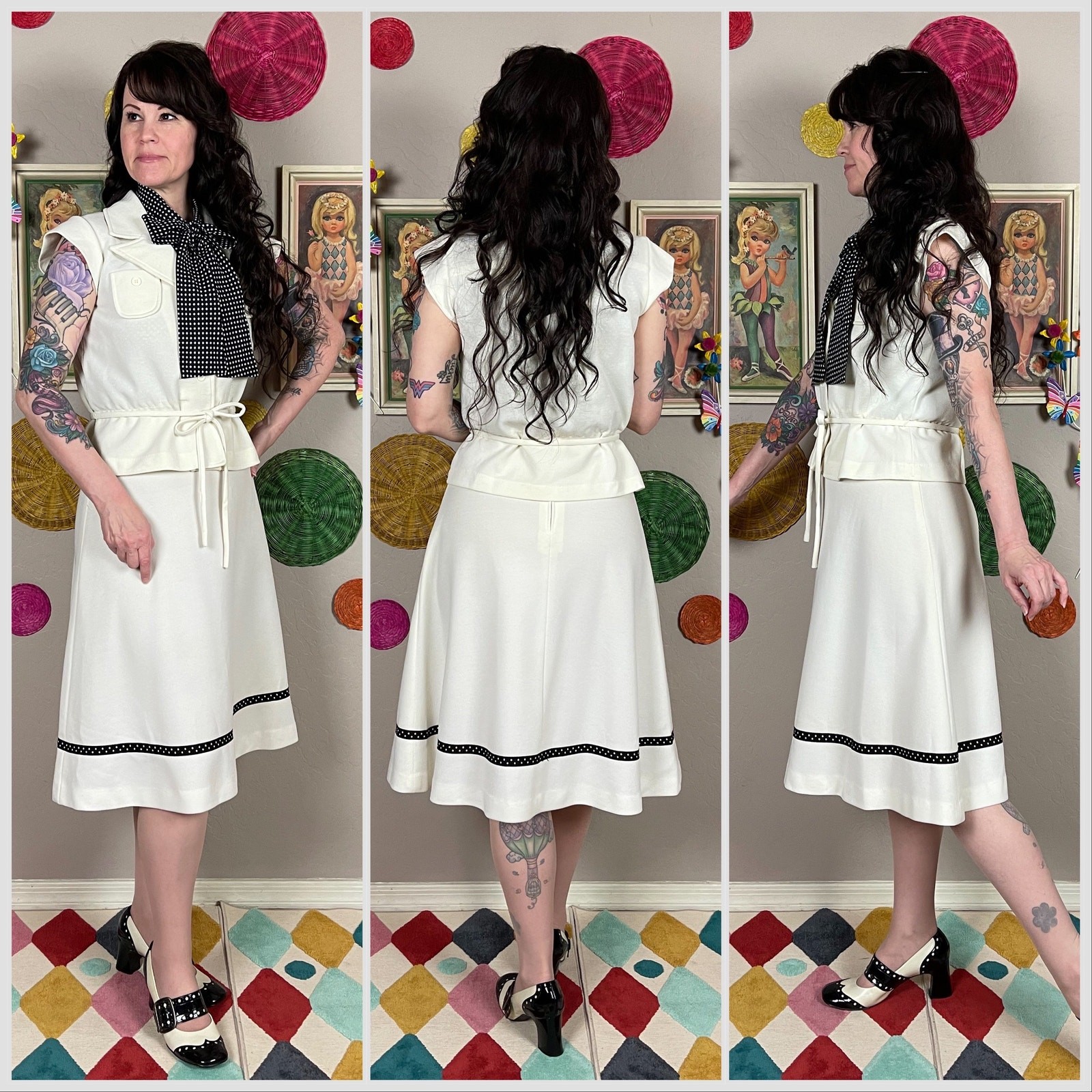 Vintage 1970s 3-Piece Jacket Blouse and Skirt Set | 26&Prime; Waist