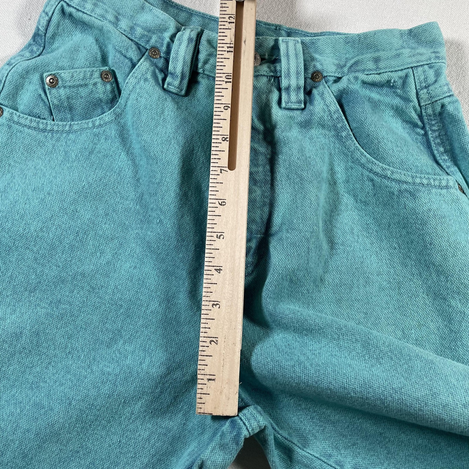 Wrangler Jeans Womens 25×36 High Rise Aqua Blue Straight Denim Made USA MA201-04