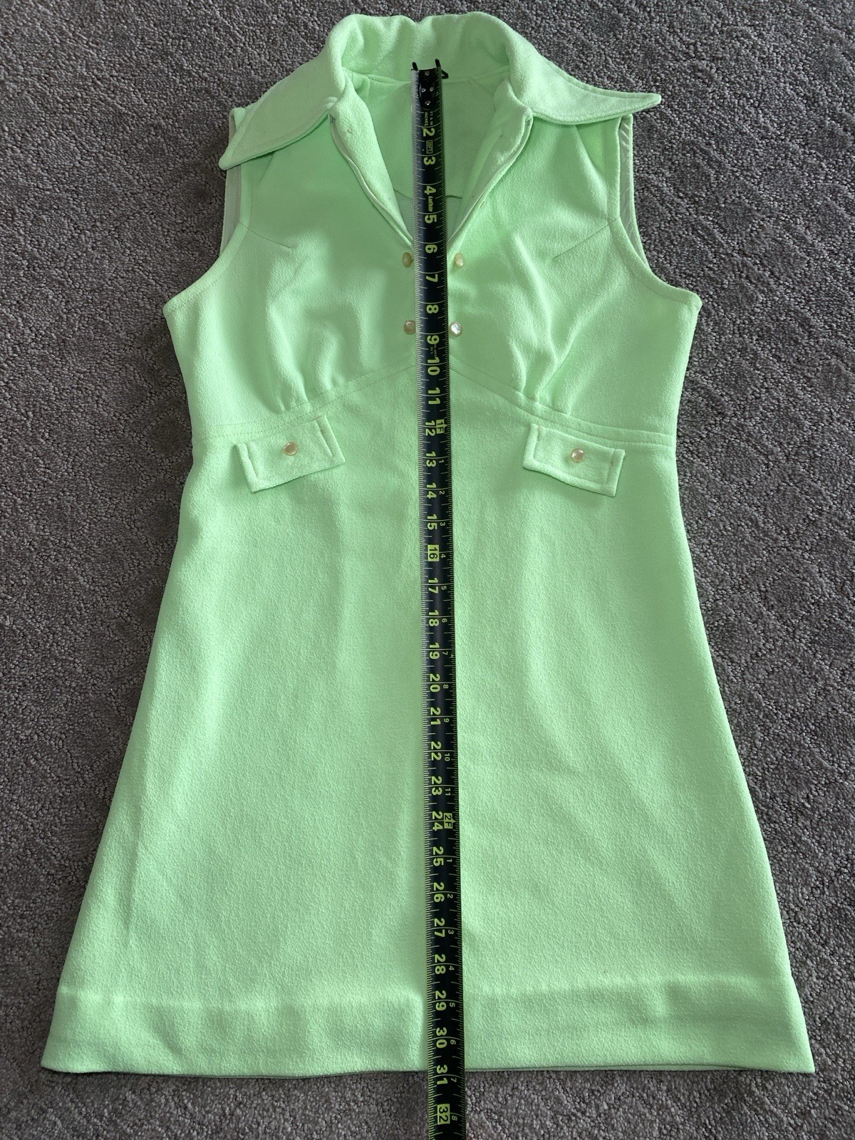 Vintage Homemade 70’s Lime Green Disco Go Go Sleeveless Short Dress Small