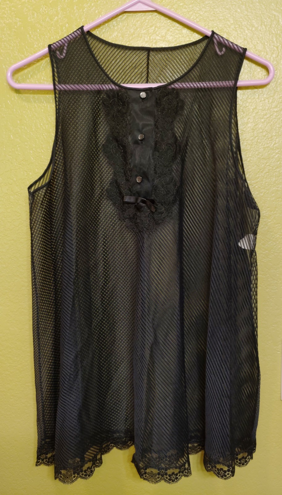 Vintage Gossard Artemis Black Nylon Sheer Lingerie Baby Doll Size Medium USA