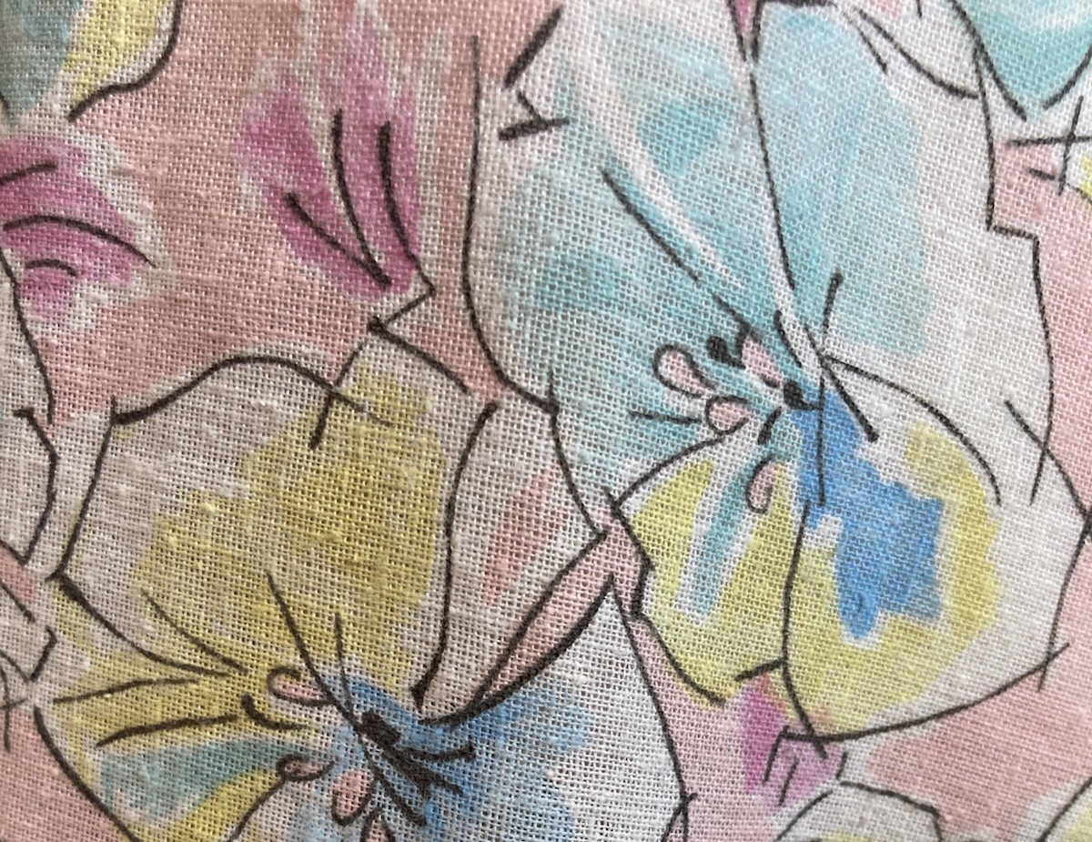 70s Vintage Handmade High Waisted Wrap Skirt S/M Linen Cotton Pastels Floral EUC