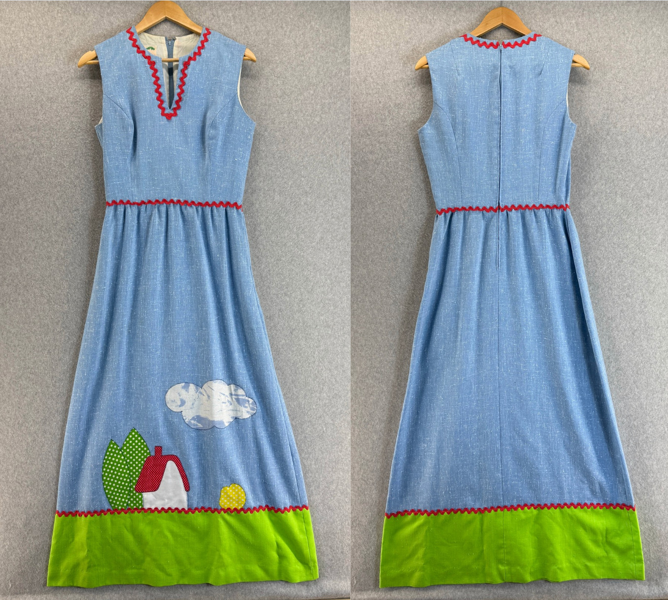 Elfriede Mitch Roberts Applique Maxi Tank Dress Vintage Cottagecore Teacher 16